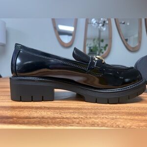 MIA Black Loafers with Gold Buckle